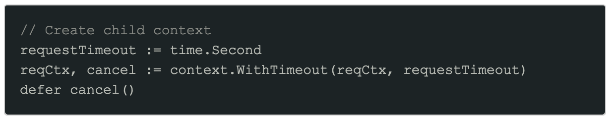 Child context with request timeout code