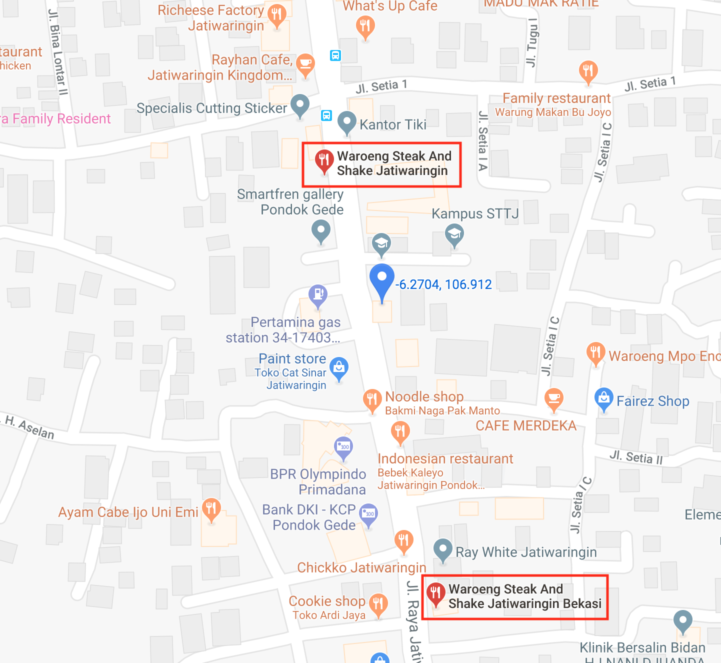 Waroeng Steak and Shake map location on Google Maps