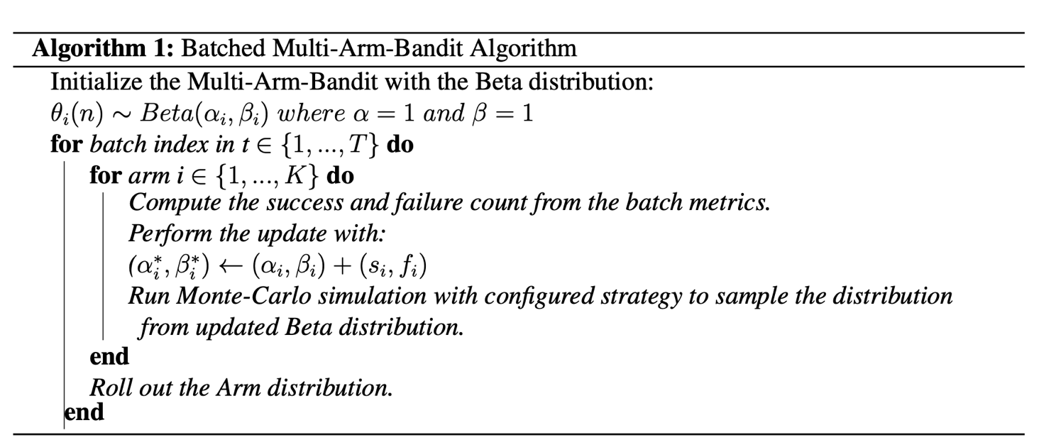 Batched Multi-Armed Bandit algorithm
