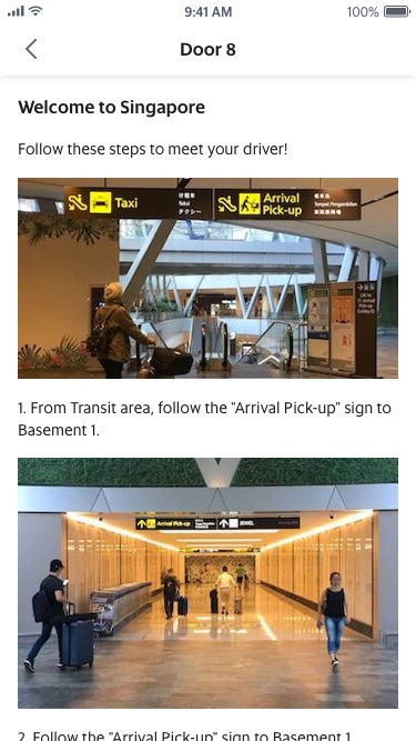 Directions to pick-up point at Changi Airport