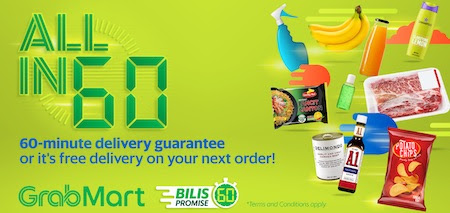 60-minute GrabMart delivery guarantee campaign operated via Trident