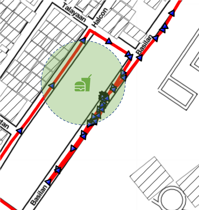 Map showing driver paths and GPS location