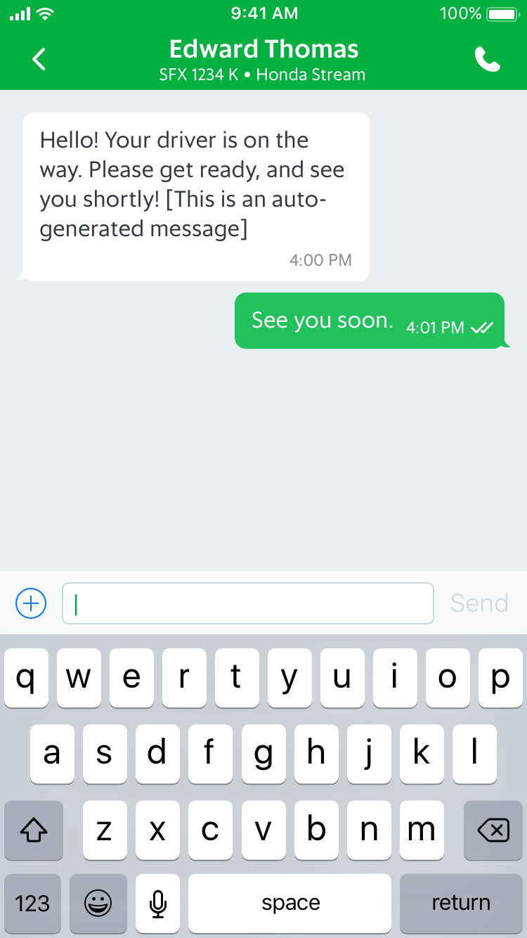 Figure 3 - Examples of automated-messages in GrabChat
