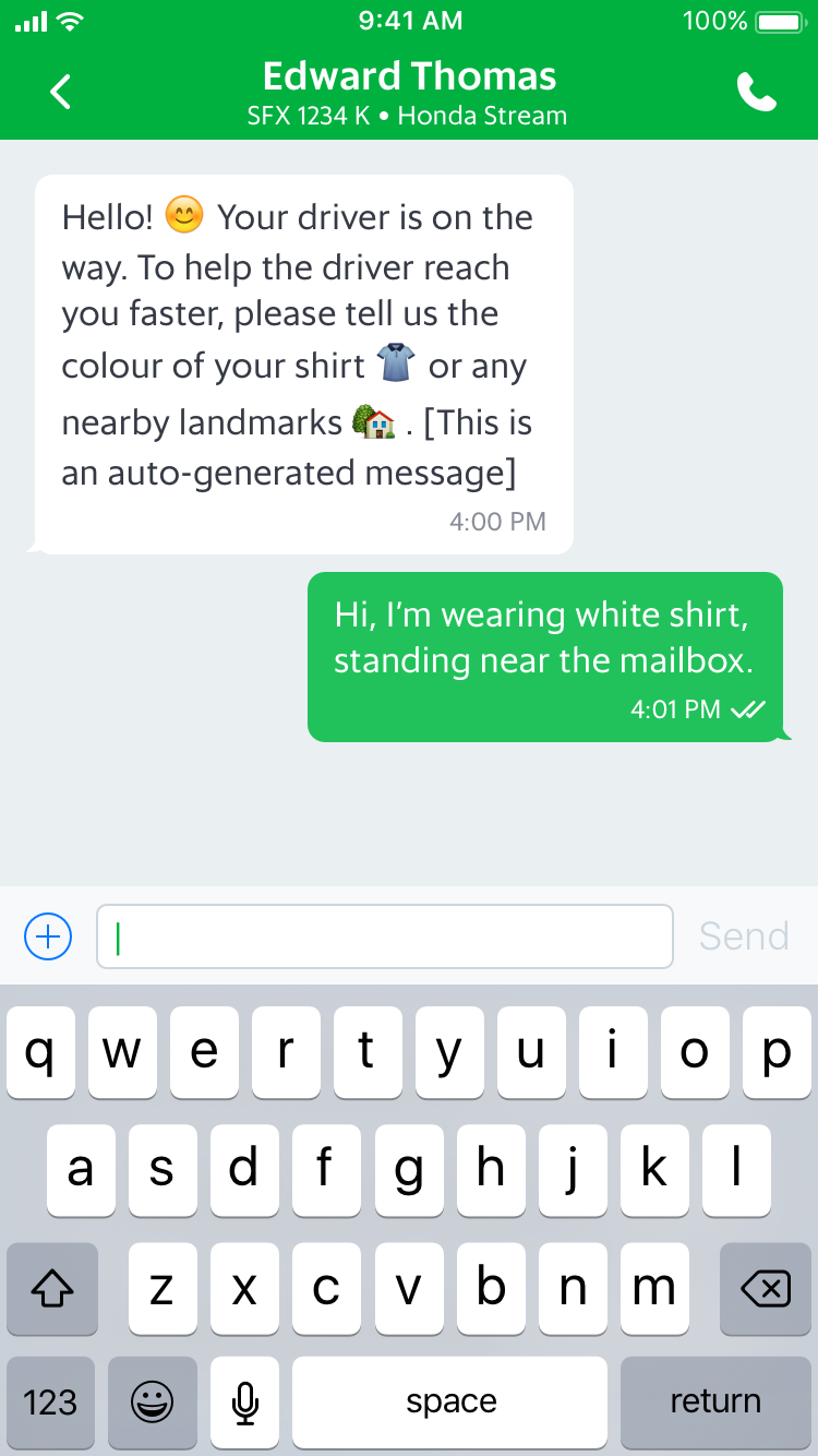 Figure 3 - Examples of automated-messages in GrabChat