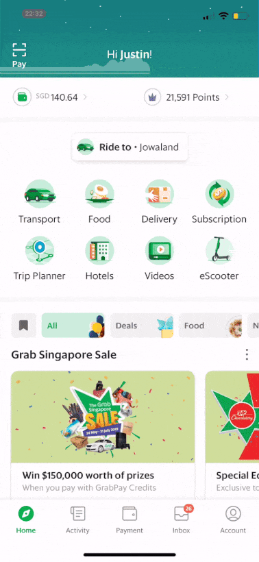 Grab superapp feed