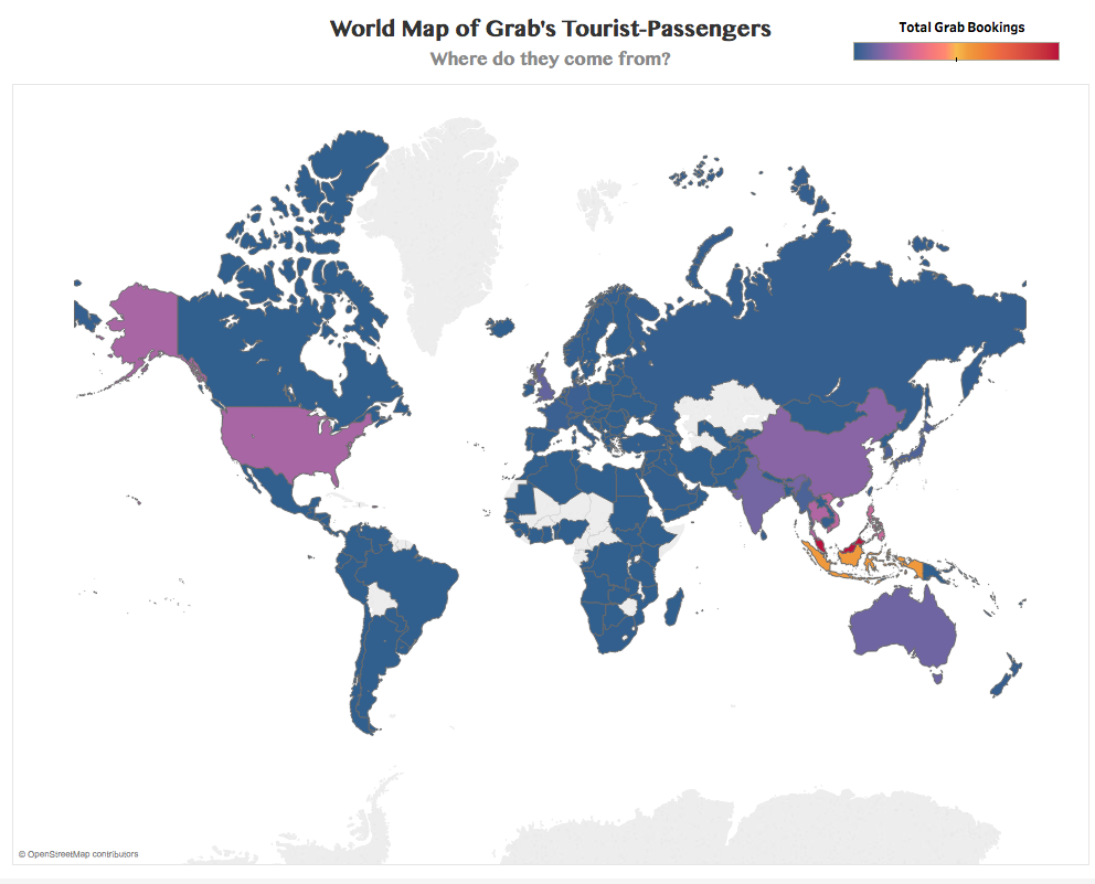 World Map of Grab's Tourist-Passengers