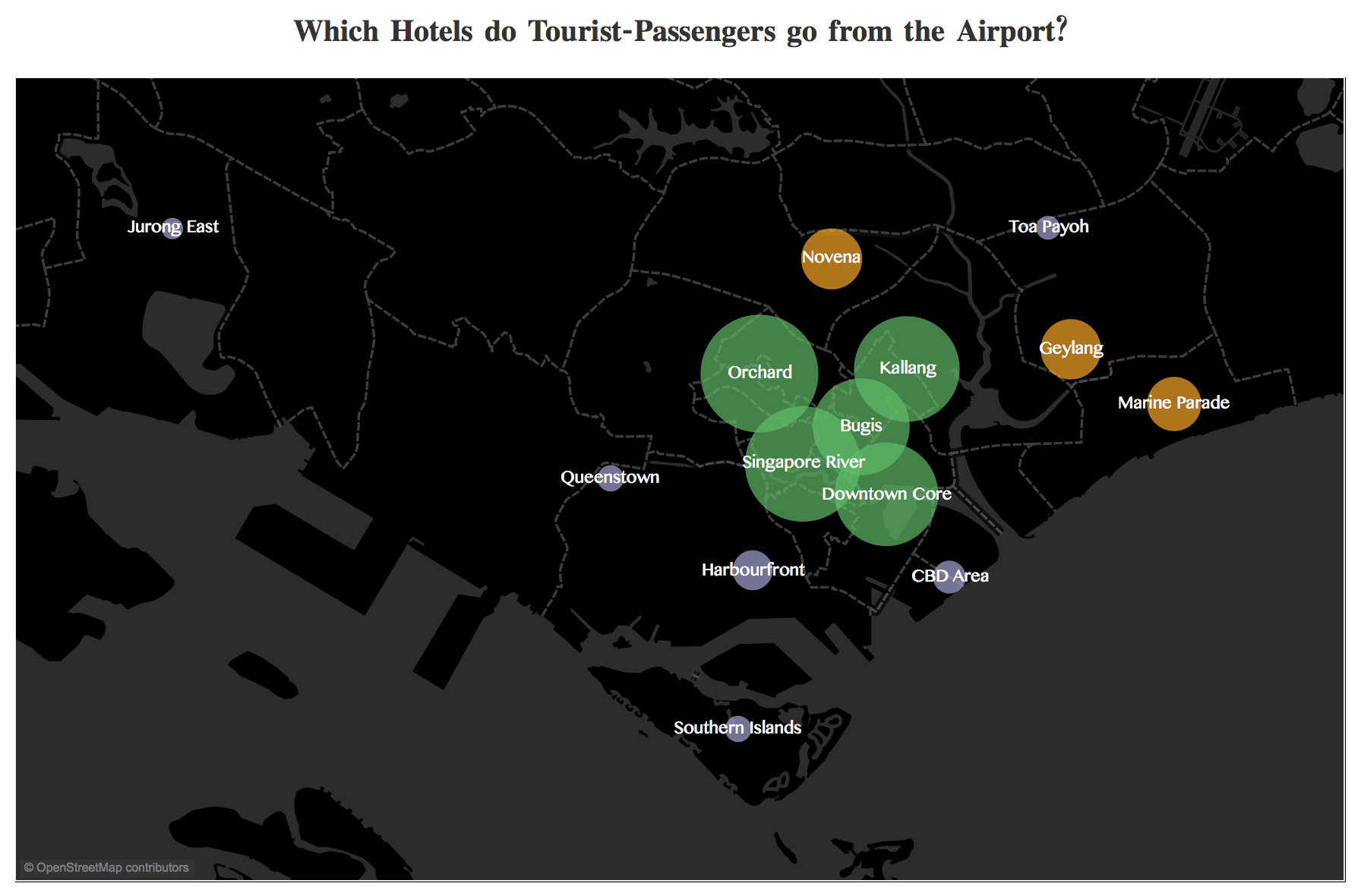 Which Hotels do Tourist-Passengers go from the Airport?