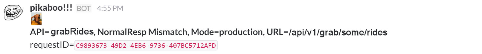 Slack Pikabot Mismatch notification